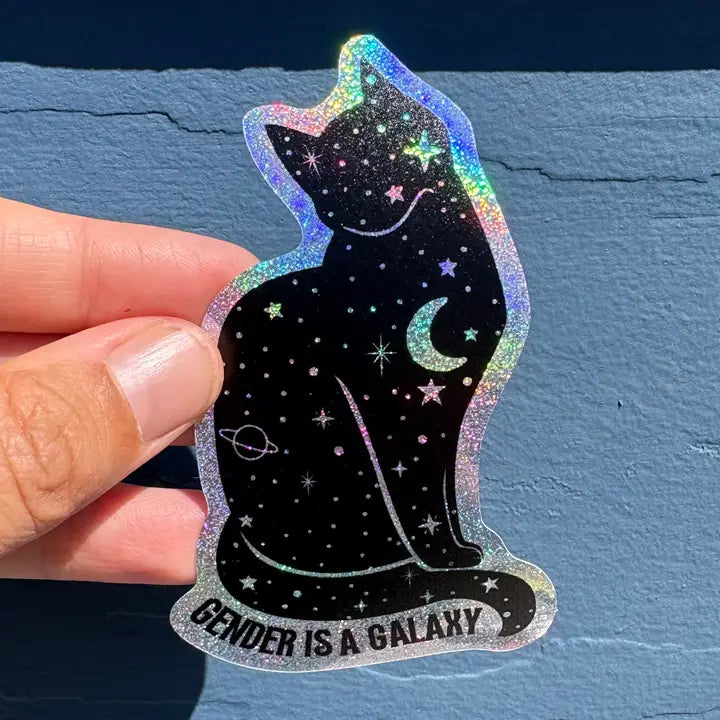 Nonbinary 'gender Is A Galaxy' Lgbtqia Pride Cat Sticker