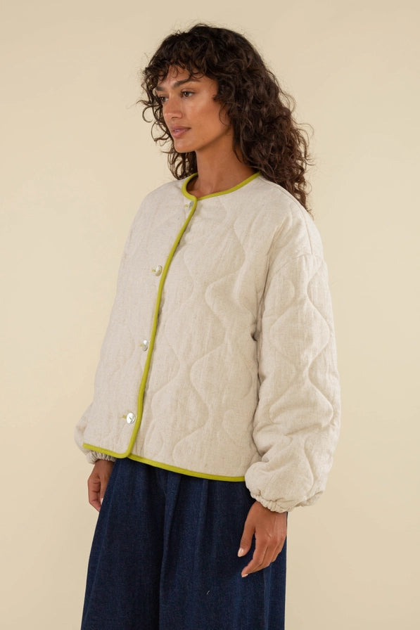 Green Apple Boxy Quilted Jacket