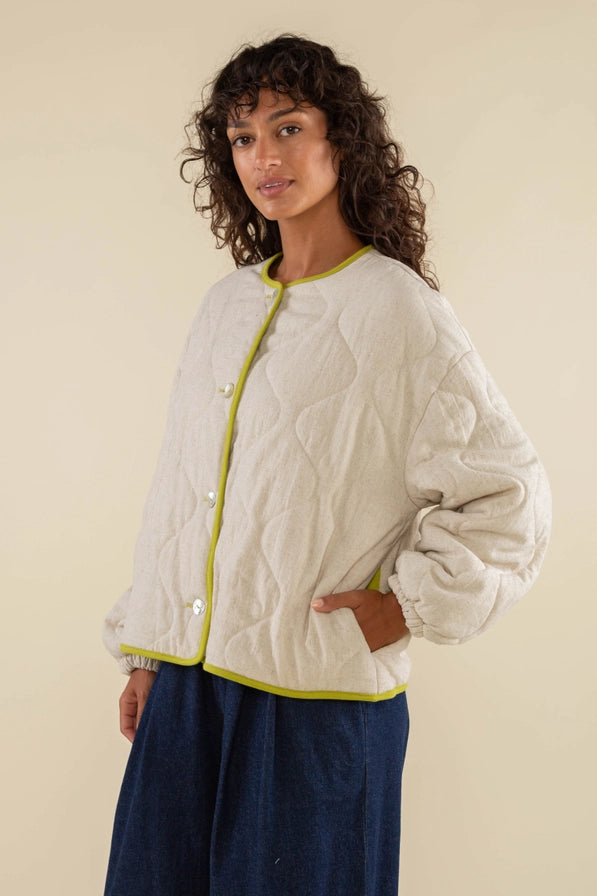 Green Apple Boxy Quilted Jacket