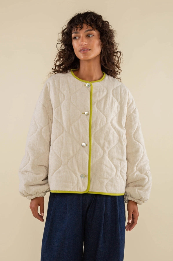 Green Apple Boxy Quilted Jacket