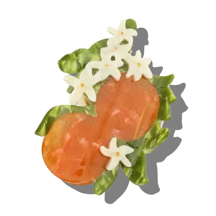 Hand Painted Orange Blossom Claw Clip