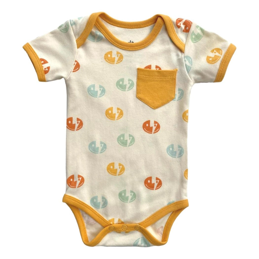 Smiley Bolt Organic Cotton Short Sleeve Bodysuit