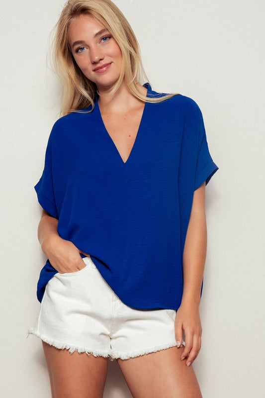 Azure Grace V-Neck Blouse
