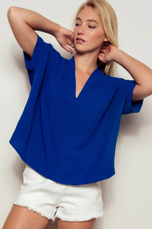 Azure Grace V-Neck Blouse
