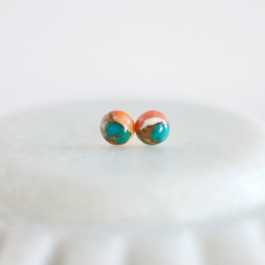 Oyster Copper Turquoise Stud Earrings