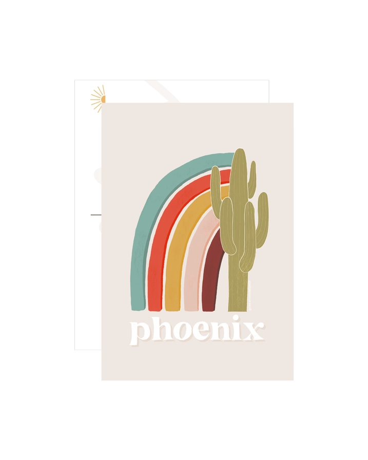 Phoenix Saguaro Rainbow Post Card