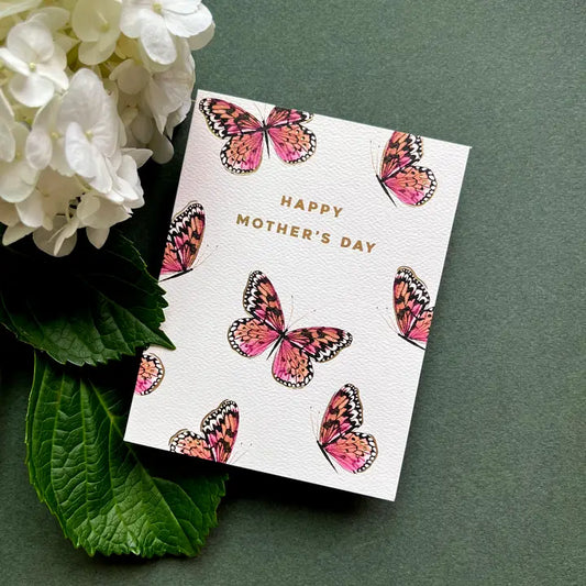 Pink Butterfly Mom Greeting Card