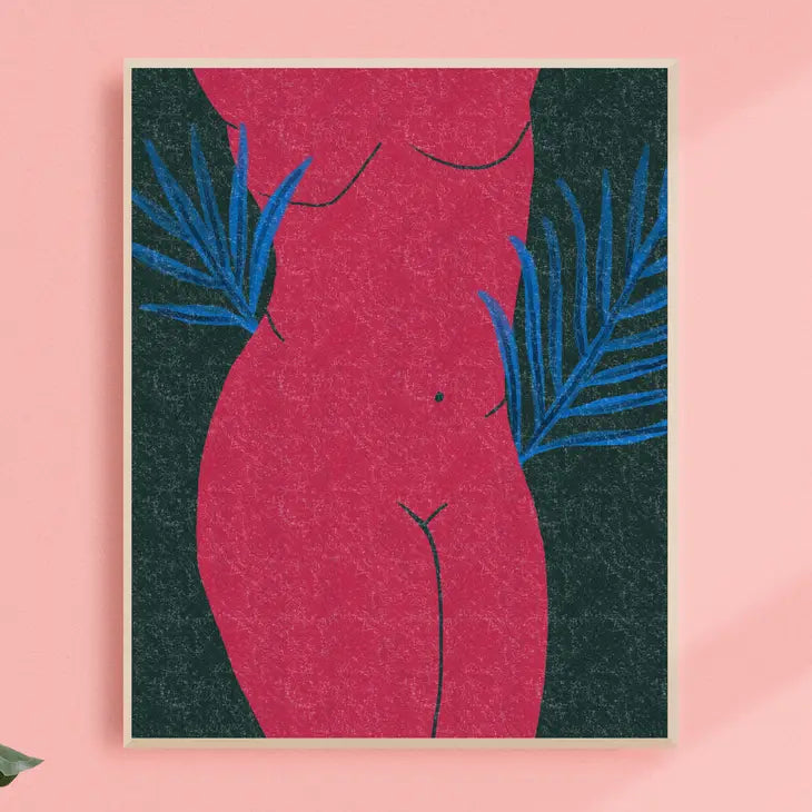 Pink Leaf Woman Art Print
