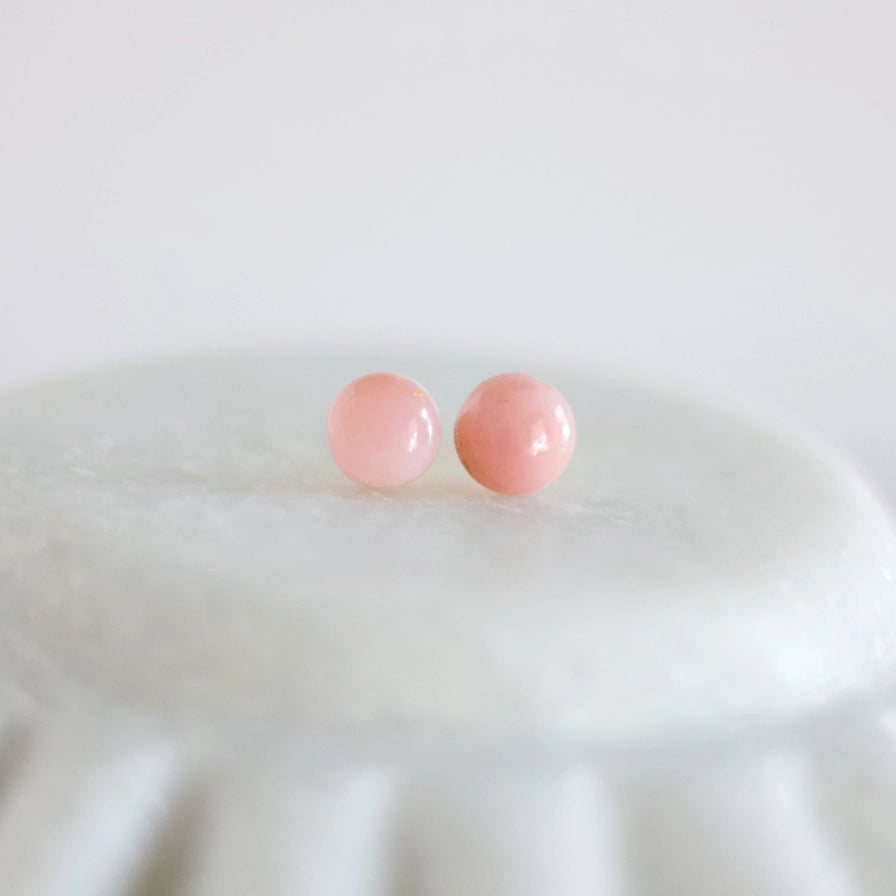 Pink Opal Stud Earrings