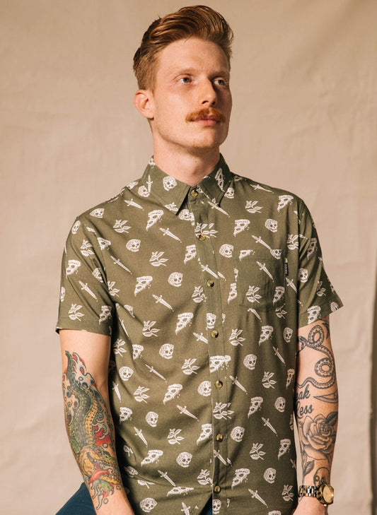 Pizza Slayer Men's Button Up