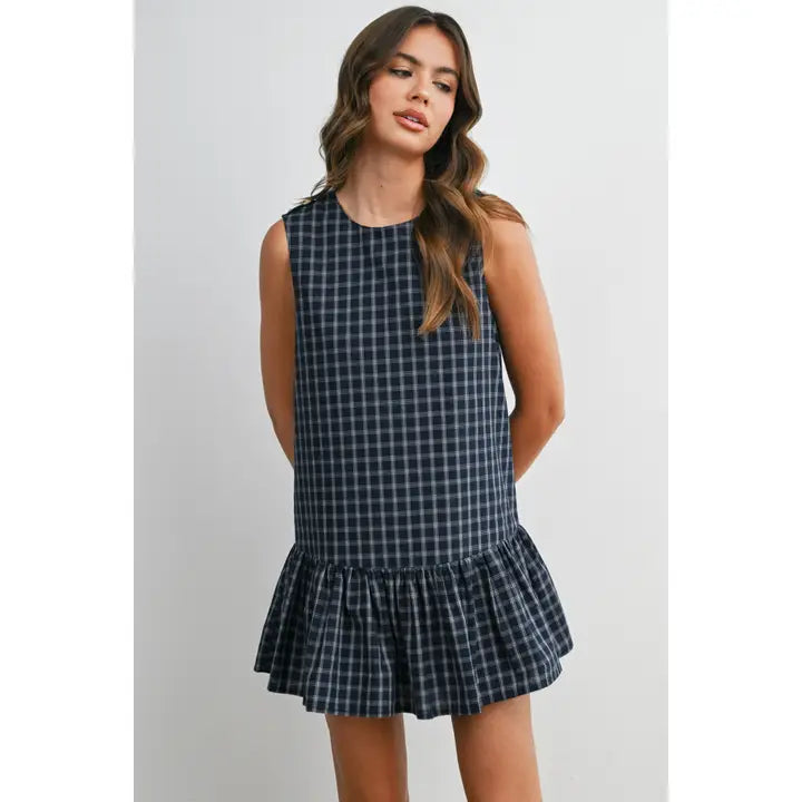 Plaid Peplum Mini Dress