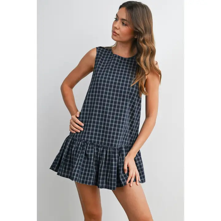 Plaid Peplum Mini Dress