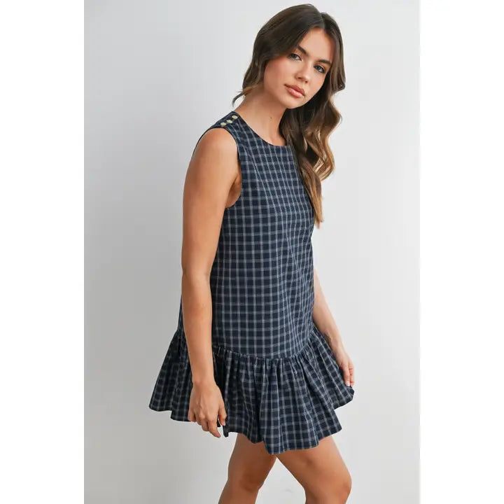 Plaid Peplum Mini Dress