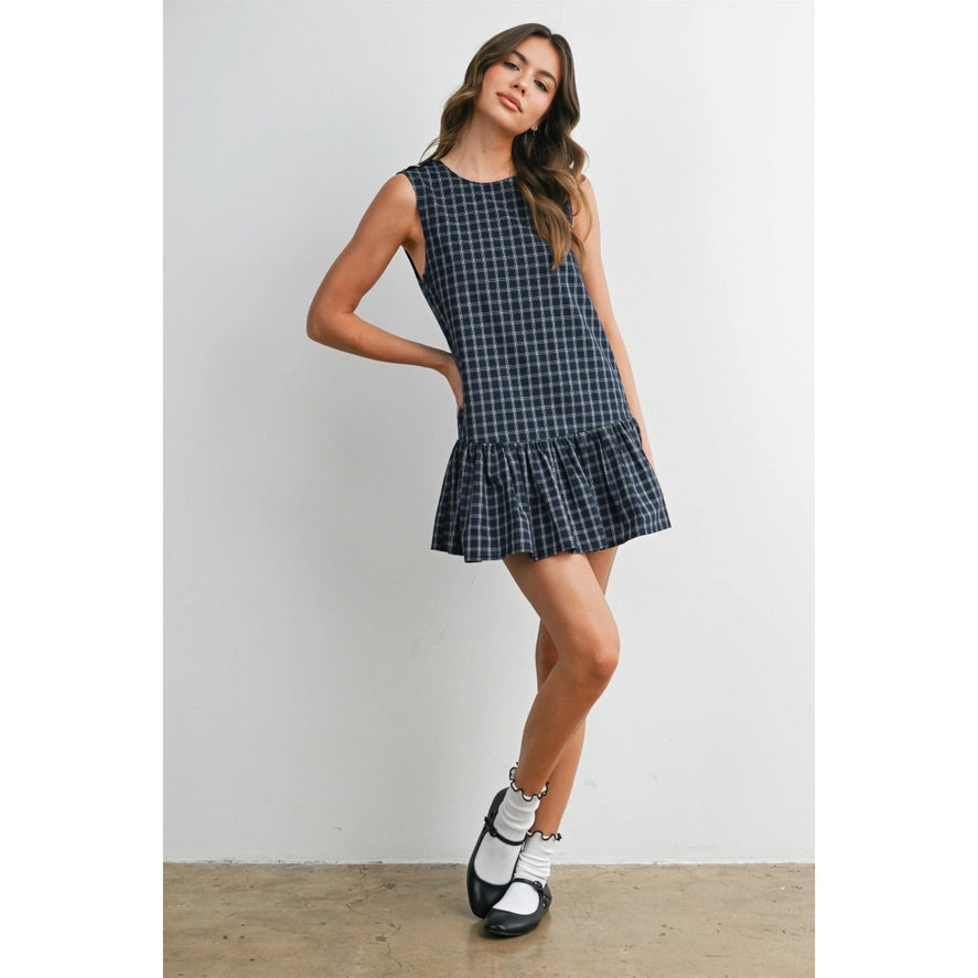 Plaid Peplum Mini Dress