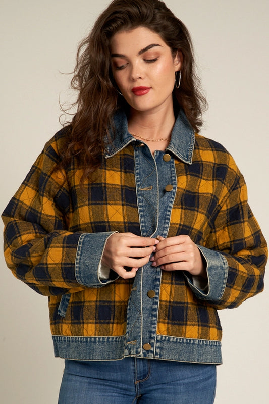 Plaid Denim Jacket