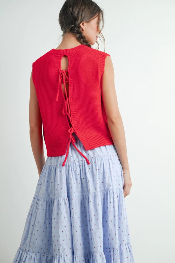 Classic Knitted Top with Bow Back