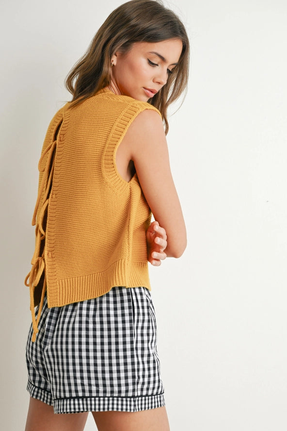 Classic Knitted Top with Bow Back
