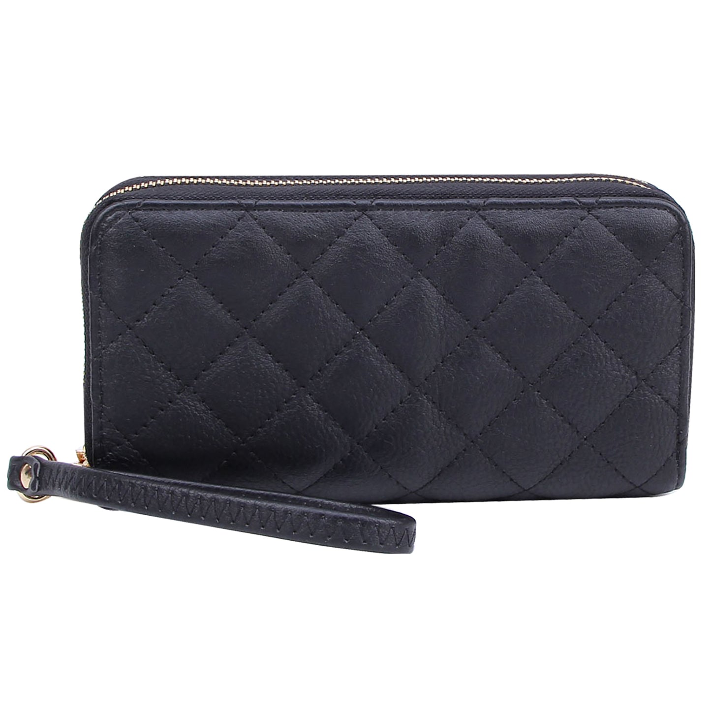 Quilted Double Zip Around Wallet Wristlet