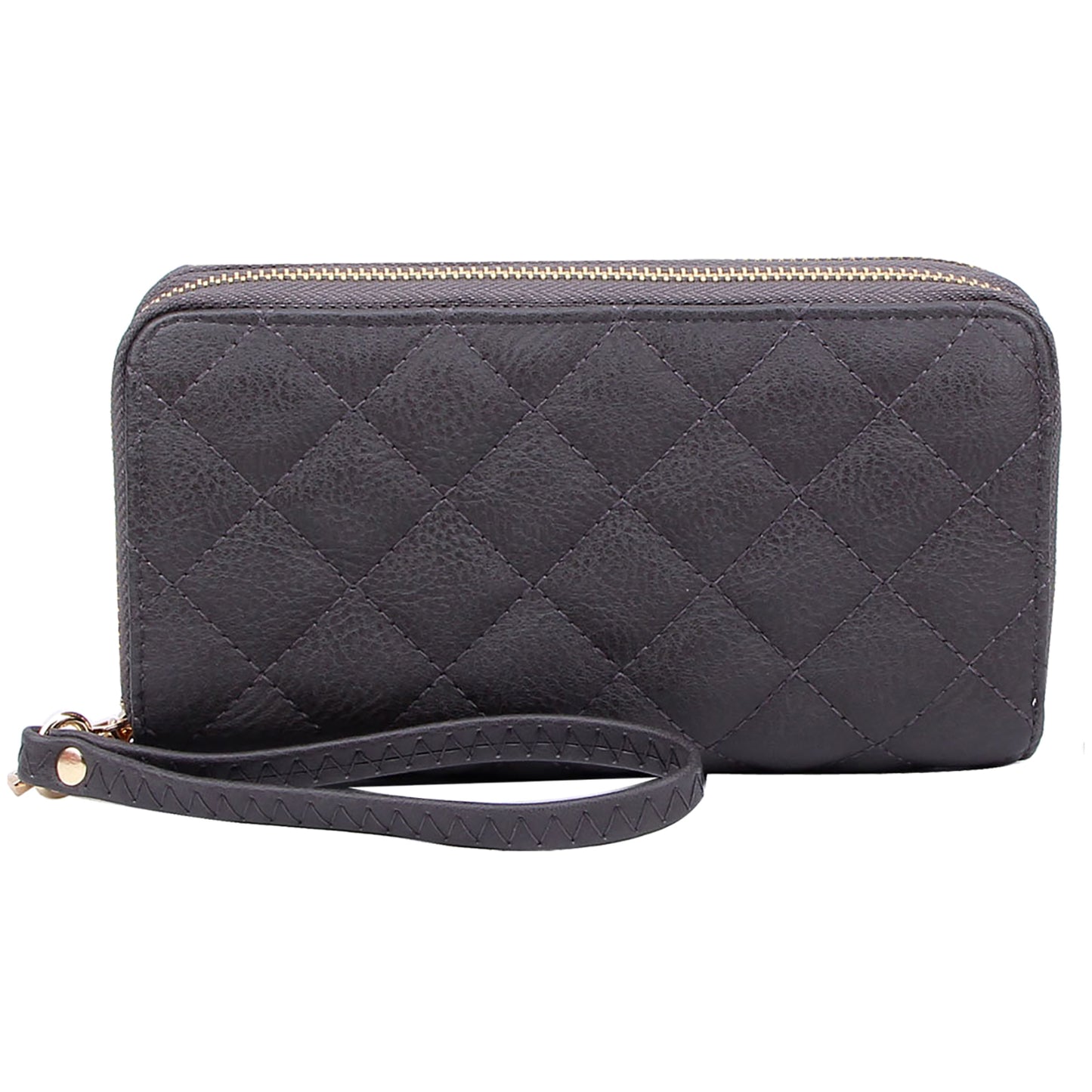 Quilted Double Zip Around Wallet Wristlet