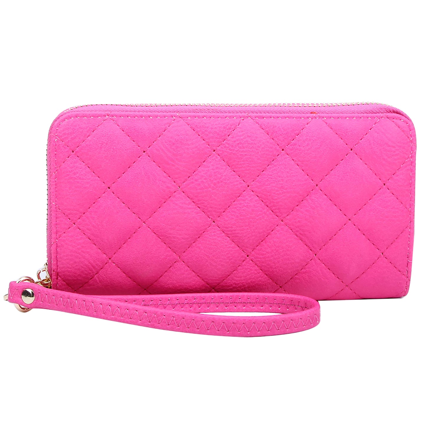 Quilted Double Zip Around Wallet Wristlet