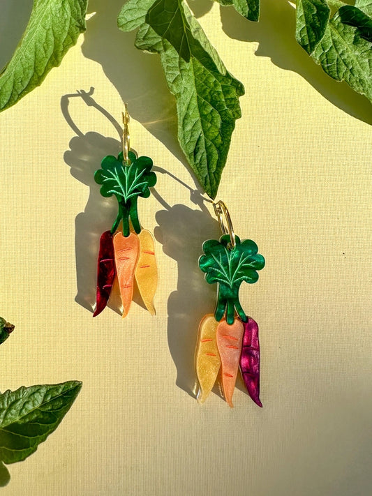 Rainbow Carrot Dangle Earrings