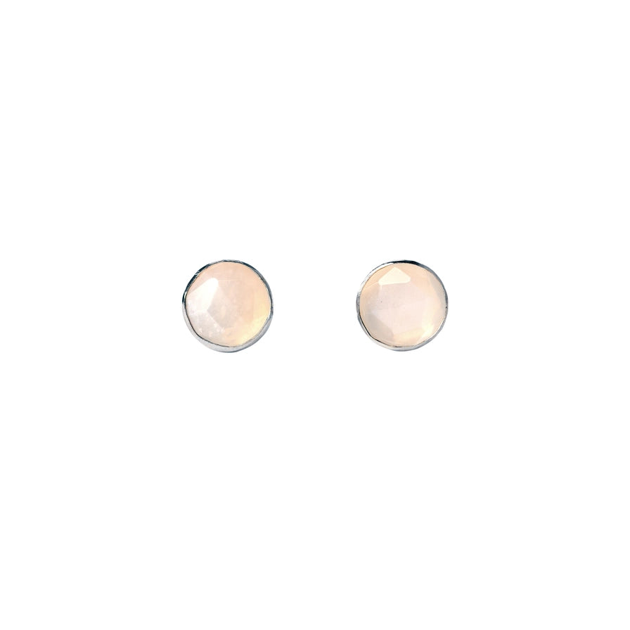 Rainbow Moonstone Stud Earrings in Sterling Silver