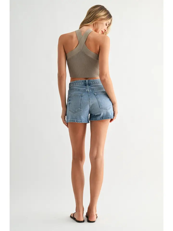 Regular Hem Stretch Short w Hidden Slit