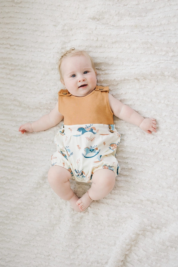 Rocking Horse Organic Cotton Bubble Romper