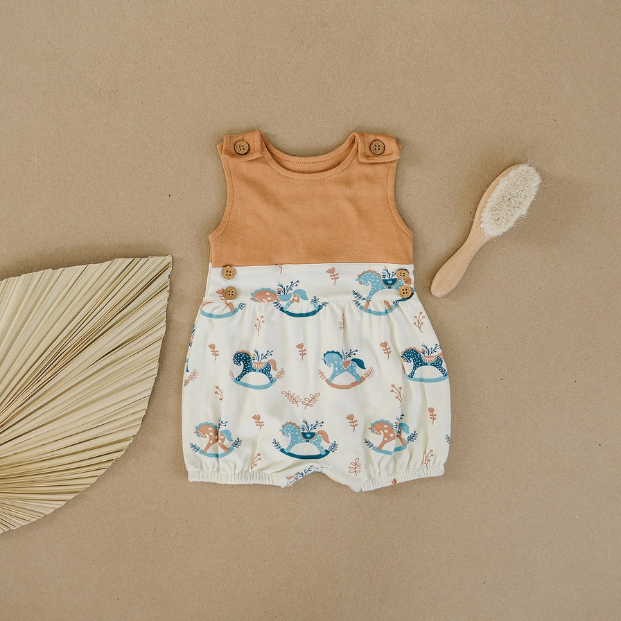 Rocking Horse Organic Cotton Bubble Romper