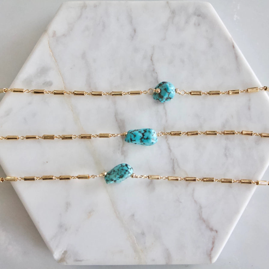 Rough Turquoise Nugget Necklace