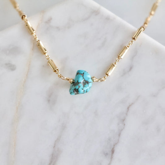 Rough Turquoise Nugget Necklace