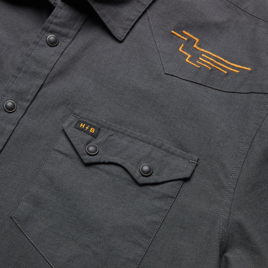 Crosscut Deluxe Short Sleeve: Pictograph - Black Chambray