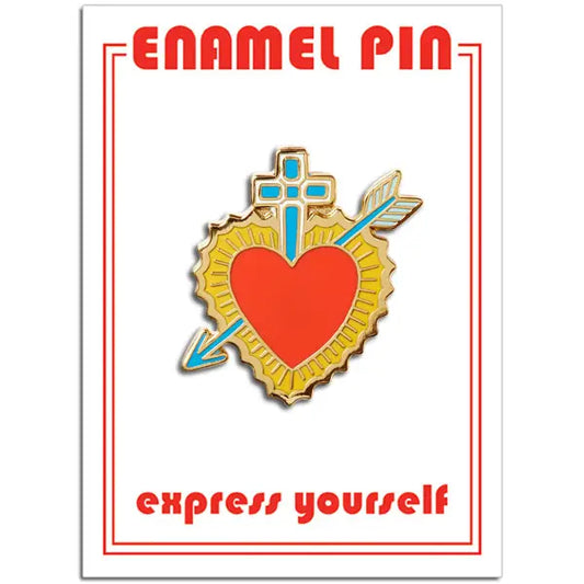Sacred Heart with Cross Pin