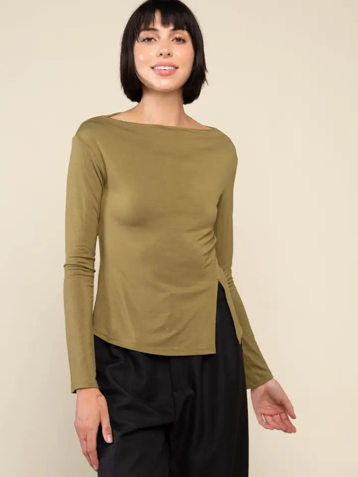 Salem Long Sleeve Boat Neck Top