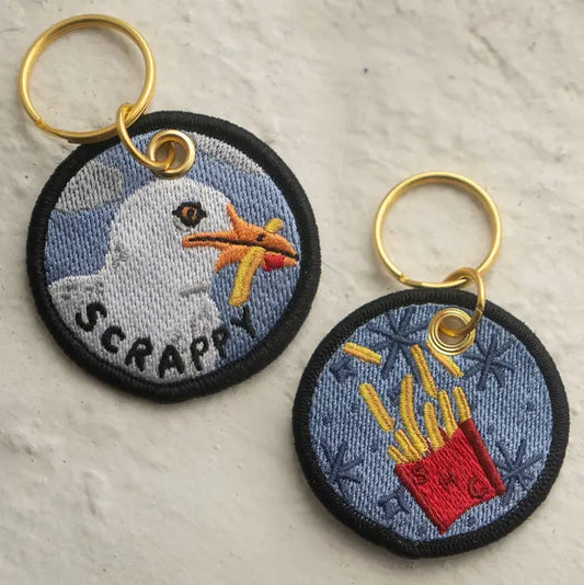 Scrappy Seagull Double-Sided Embroidered Keychain=