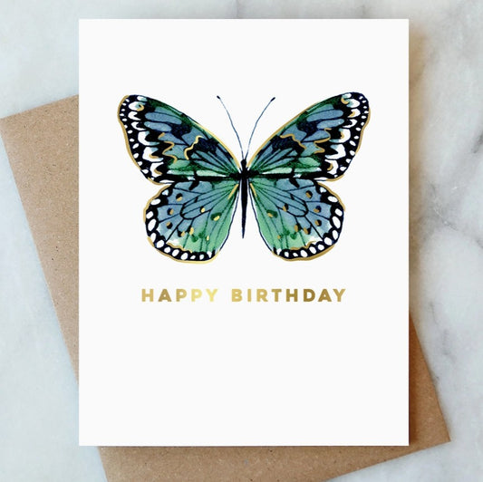 Blue Butterfly Birthday Greeting Card