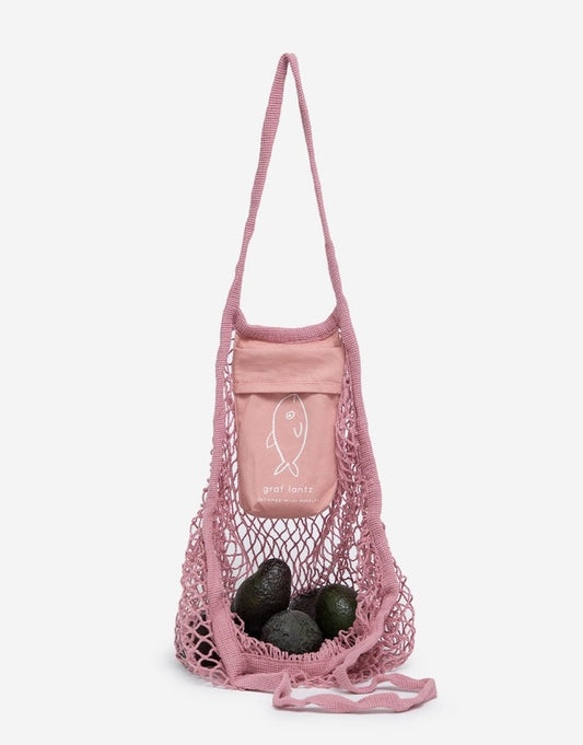 Ami Cotton Net Market Tote in Rose