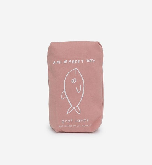 Ami Cotton Net Market Tote in Rose