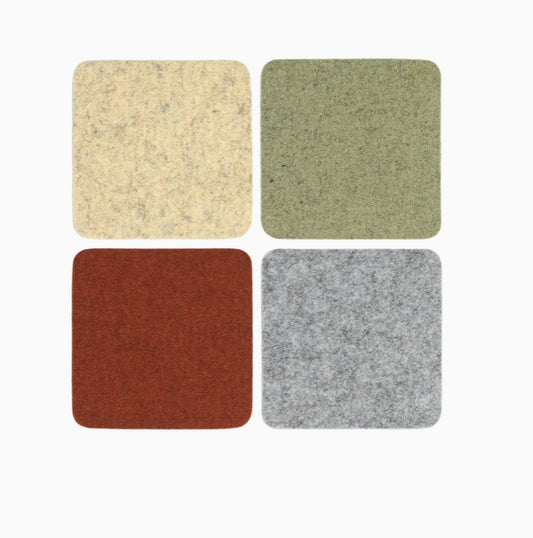 Bierfilzl Merino Wool Felt Square Coaster 4 Pack Ikebana