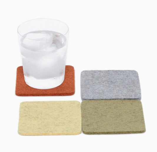 Bierfilzl Merino Wool Felt Square Coaster 4 Pack Ikebana
