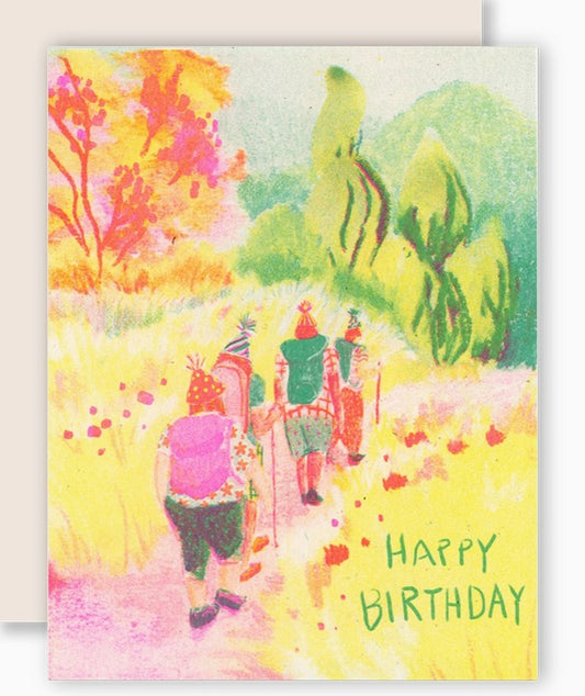 Birthday Hikers - Birthday Risograph Card