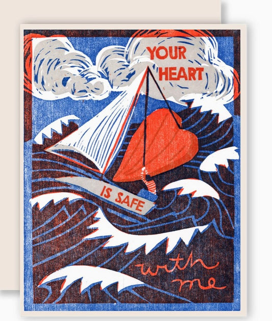 Your Heart Is Safe with Me Letterpress Encouragement Card
