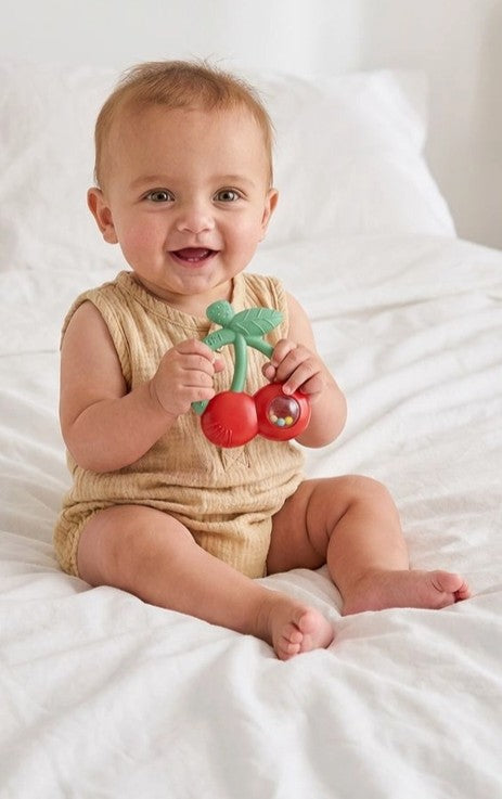 Cherries Bitzy Shake Silicone Teether with Rattle
