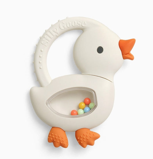 Goose Bitzy Shake Silicone Teether with Rattle