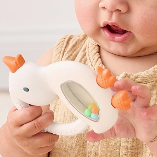Goose Bitzy Shake Silicone Teether with Rattle