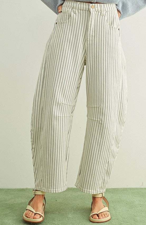 Katie Pinstriped Barrel Pants