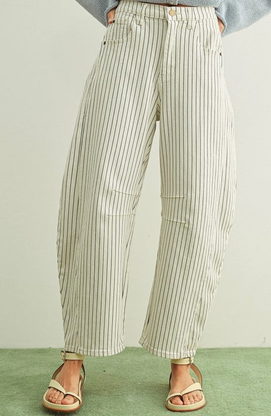 Katie Pinstriped Barrel Pants