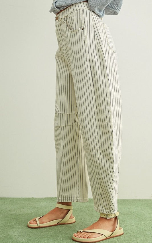 Katie Pinstriped Barrel Pants
