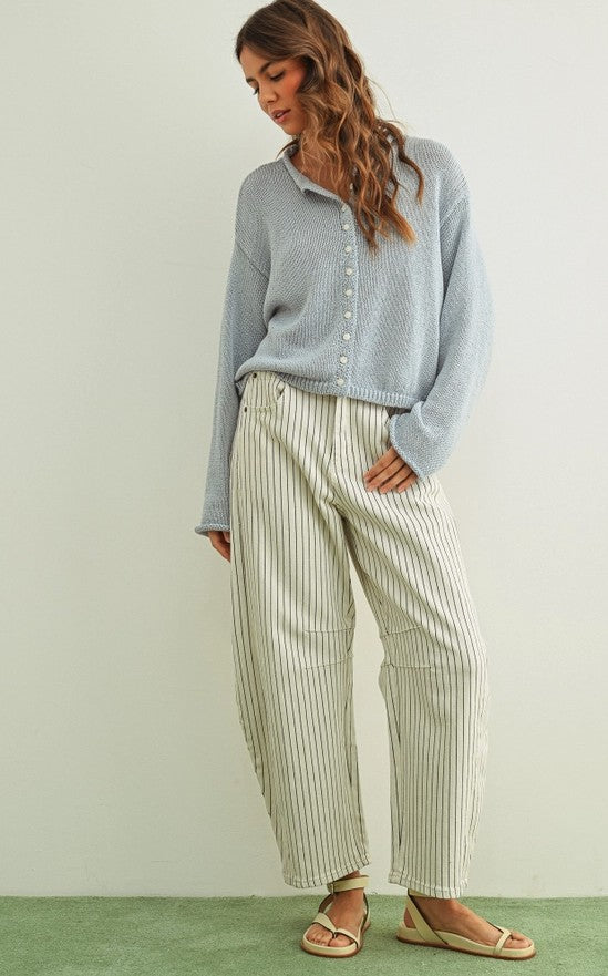 Katie Pinstriped Barrel Pants