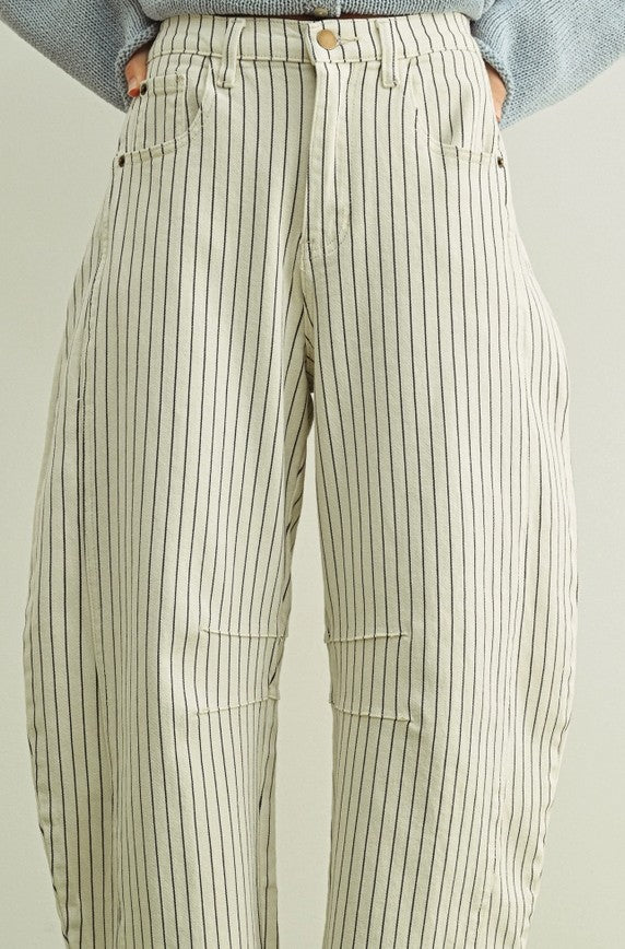 Katie Pinstriped Barrel Pants